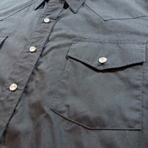 Malco Modes Mens Vintage Western Pearl Snap Shirt Black Long Sleeve USA 16.5x35